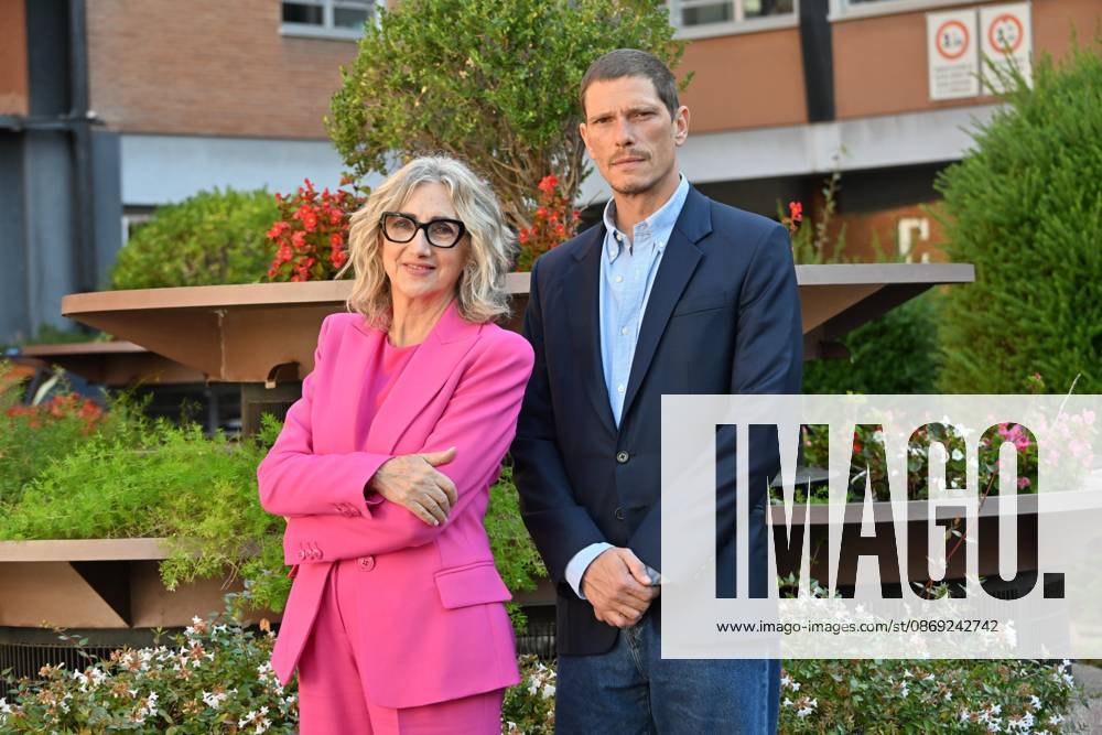 IPA89593293 - Rome: Rai Studios on Via Teulada. Photocall for the TV series Libera: The Case of Elena Palma. Pictured: Matteo Martari, Lunetta Savino