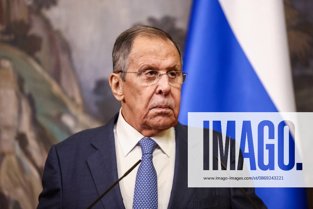 RUSSIA, MOSCOW - OCTOBER 12, 2026: Sergei Lavrov, Russia s Foreign Minister, gives a press conference following a meeting with Youssef Rajji, Lebanon s Minister of Foreign Affairs and Emigrants, at the Reception House of the Foreign Ministry. Artyom Geodakyan TASS 99176124