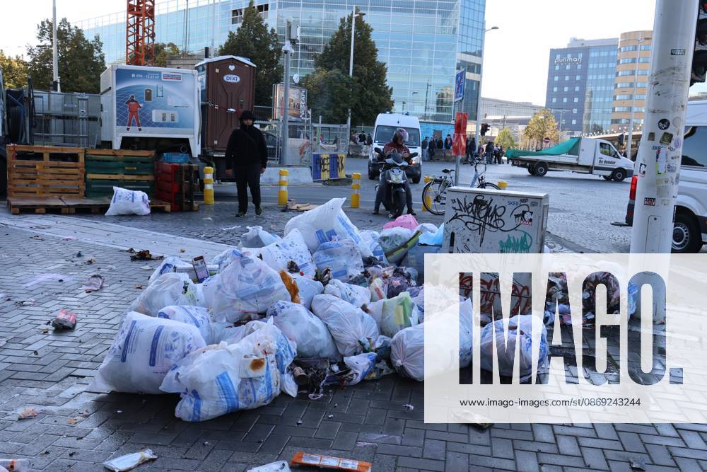The aftermath of a riot outside the Gare du Midi-Zuid Station, in Brussels on Monday 12 October 2026, as a strike in the public services against the Federal Government s budgetary measures is organised by the trade unions. NICOLASxMAETERLINCK 189545404