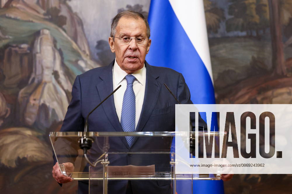RUSSIA, MOSCOW - OCTOBER 12, 2026: Sergei Lavrov, Russia s Foreign Minister, gives a press conference following a meeting with Youssef Rajji, Lebanon s Minister of Foreign Affairs and Emigrants, at the Reception House of the Foreign Ministry Moscow Russia - ZUMAt113 20261012_zaa_t113_178