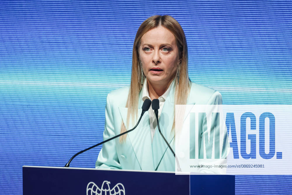 IPA89596359 - Milan: Assolombardas 2026 General Assembly at the Teatro Dal Verme. Pictured: Giorgia Meloni (Prime Minister of the Italian Republic)
