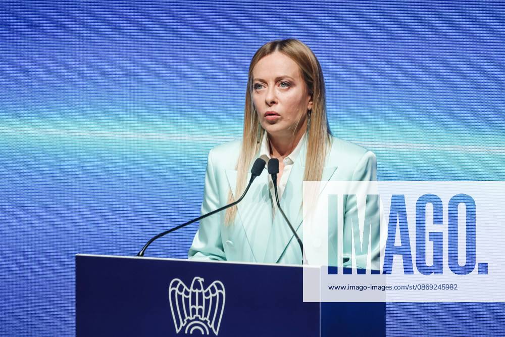 IPA89596360 - Milan: Assolombardas 2026 General Assembly at the Teatro Dal Verme. Pictured: Giorgia Meloni (Prime Minister of the Italian Republic)