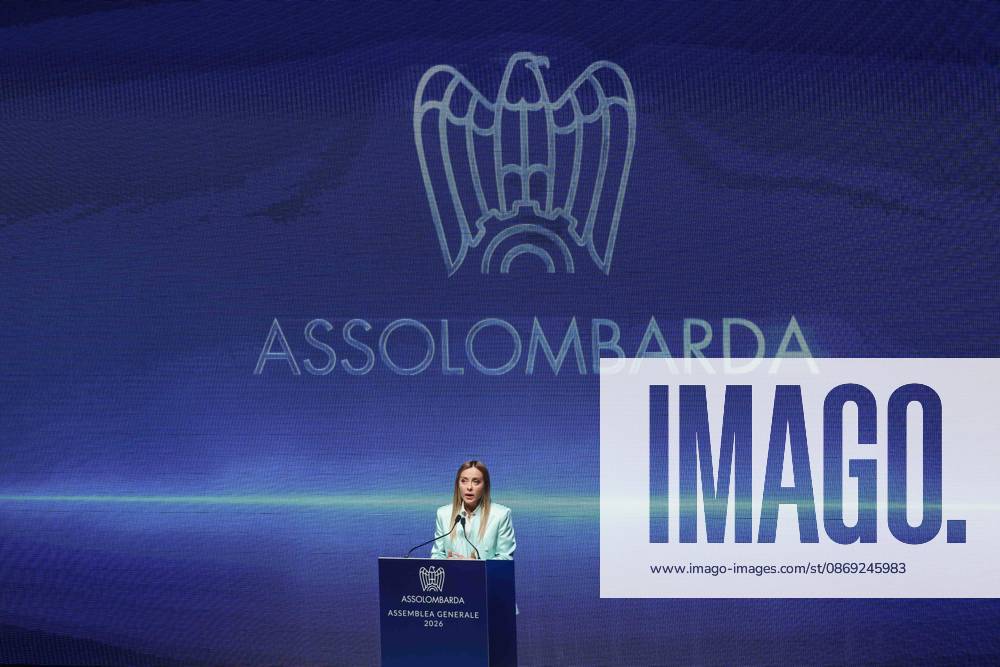 IPA89596361 - Milan: Assolombardas 2026 General Assembly at the Teatro Dal Verme. Pictured: Giorgia Meloni (Prime Minister of the Italian Republic)