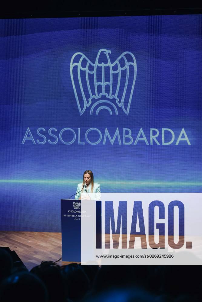 IPA89596362 - Milan: Assolombardas 2026 General Assembly at the Teatro Dal Verme. Pictured: Giorgia Meloni (Prime Minister of the Italian Republic)