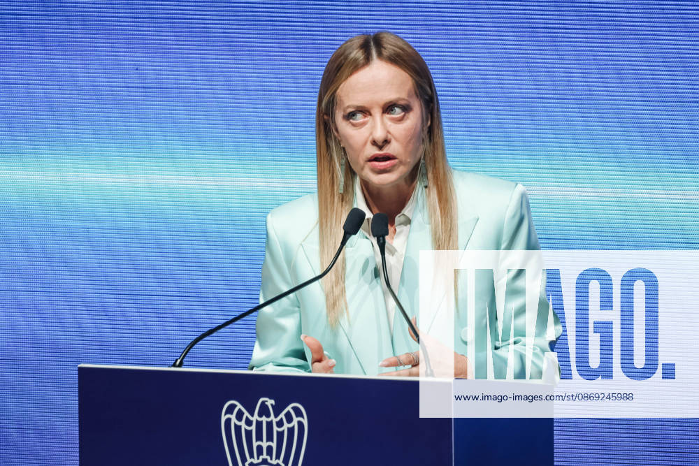 IPA89596363 - Milan: Assolombardas 2026 General Assembly at the Teatro Dal Verme. Pictured: Giorgia Meloni (Prime Minister of the Italian Republic)