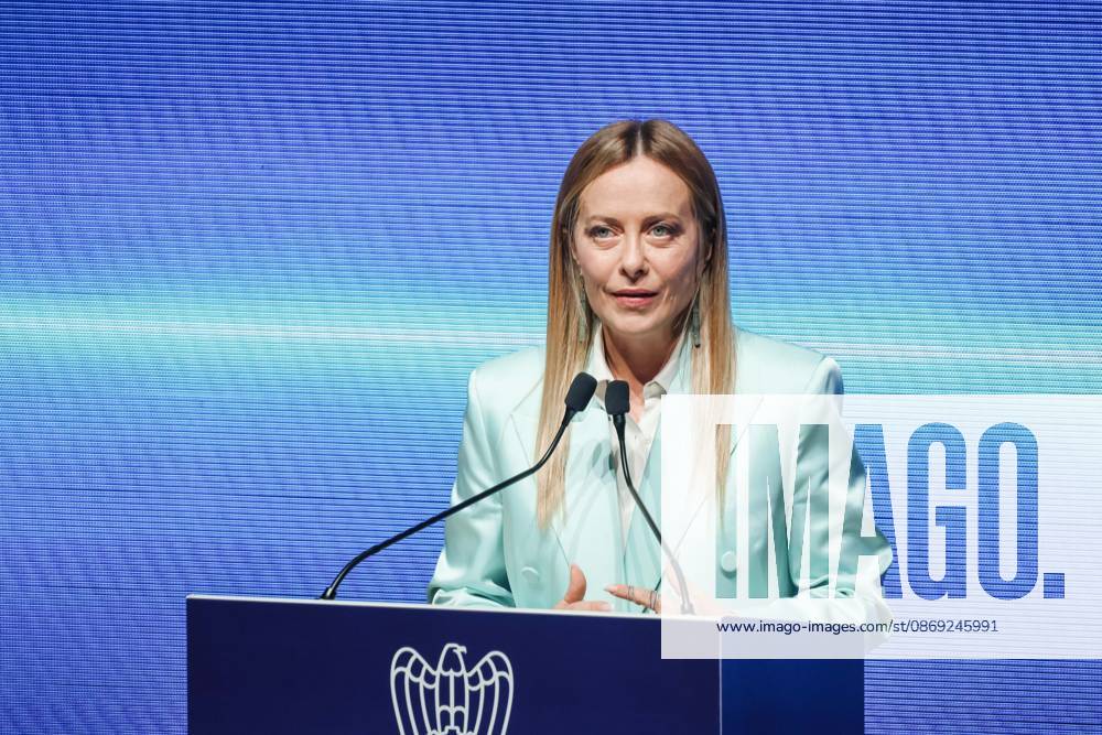 IPA89596369 - Milan: Assolombardas 2026 General Assembly at the Teatro Dal Verme. Pictured: Giorgia Meloni (Prime Minister of the Italian Republic)