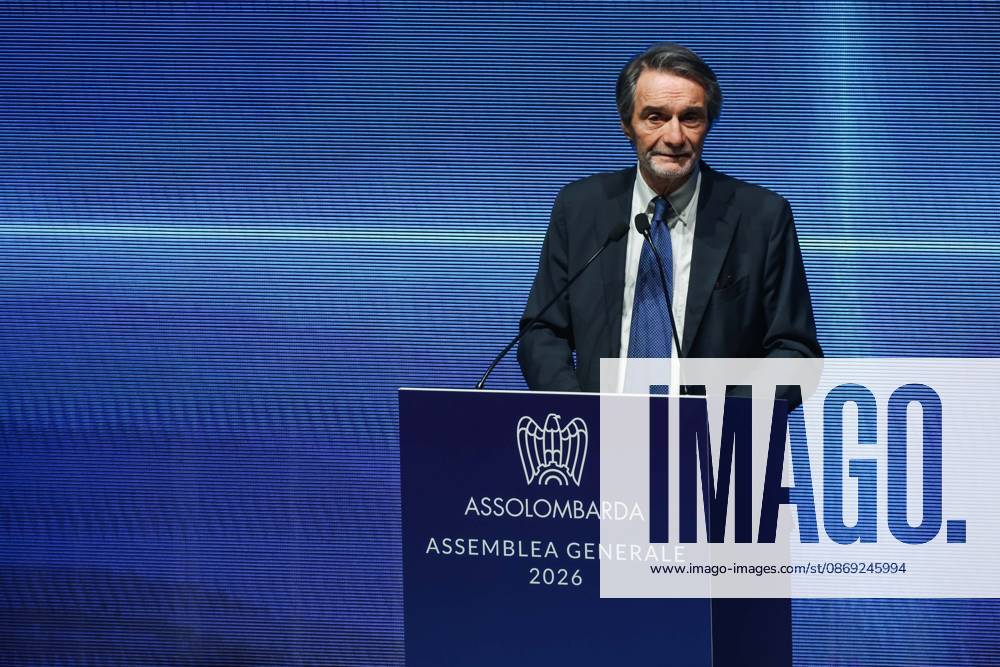 IPA89596410 - Milan: Assolombarda s 2026 General Assembly at the Teatro Dal Verme. Pictured: Attilio Fontana (President of the Lombardy Region)