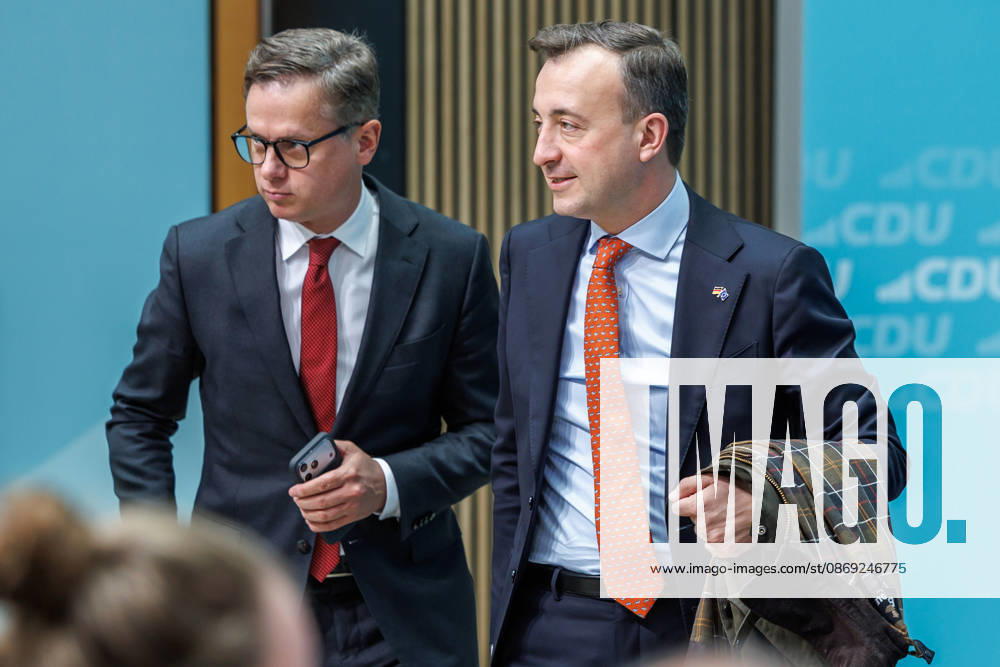 Pressekonferenz mit dem Vorsitzenden der CDU Deutschlands, Bundeskanzler Friedrich Merz und der Generalsekretärin der CDU Deutschlands Franziska Hoppermann Carsten Linnemann, Bundesminister für Gesundheit der Bundesrepublik Deutschland und Paul Ziemiak am 12.10.2026 im Konrad-Adenauer-Haus in Berlin. Berlin Berlin Deutschland CDU-Bundesgeschäftsstelle (Konrad-Adenauer-Haus)