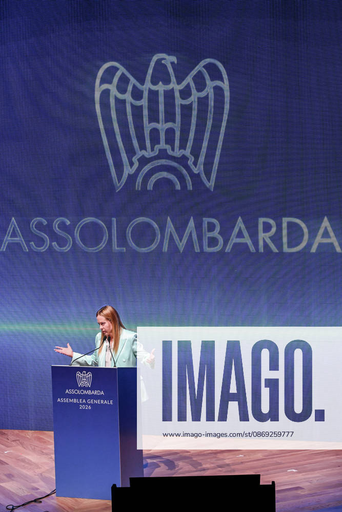 Prime Minister Giorgia Meloni speaks at the Assolombarda 2026 General Assembly, Milan, 12 10 2026 Milan Italy - ZUMAa289 20261012_zia_a289_143