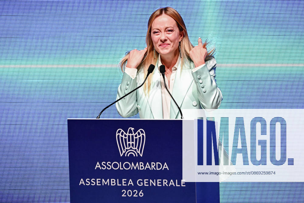Prime Minister Giorgia Meloni speaks at the Assolombarda 2026 General Assembly, Milan, 12 10 2026 Milan Italy - ZUMAa289 20261012_zia_a289_161