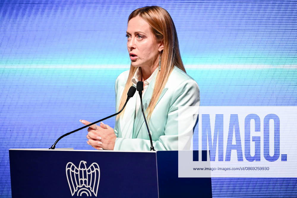 Prime Minister Giorgia Meloni speaks at the Assolombarda 2026 General Assembly, Milan, 12 10 2026 Milan Italy - ZUMAa289 20261012_zia_a289_172
