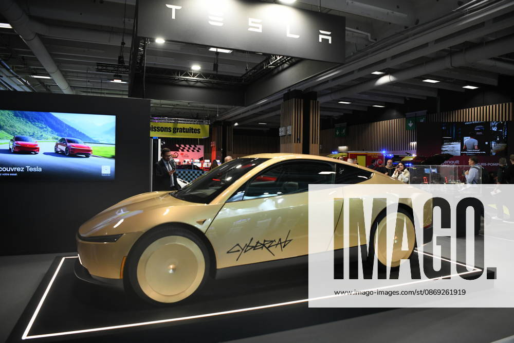 Tesla displays its Cybercab autonomous taxi during the 2026 Paris Motor Show on October 12, 2026 in Paris, France. The Paris Motor Show, one of the world s largest auto exhibitions, opened its doors to showcase the latest innovations from global automakers.