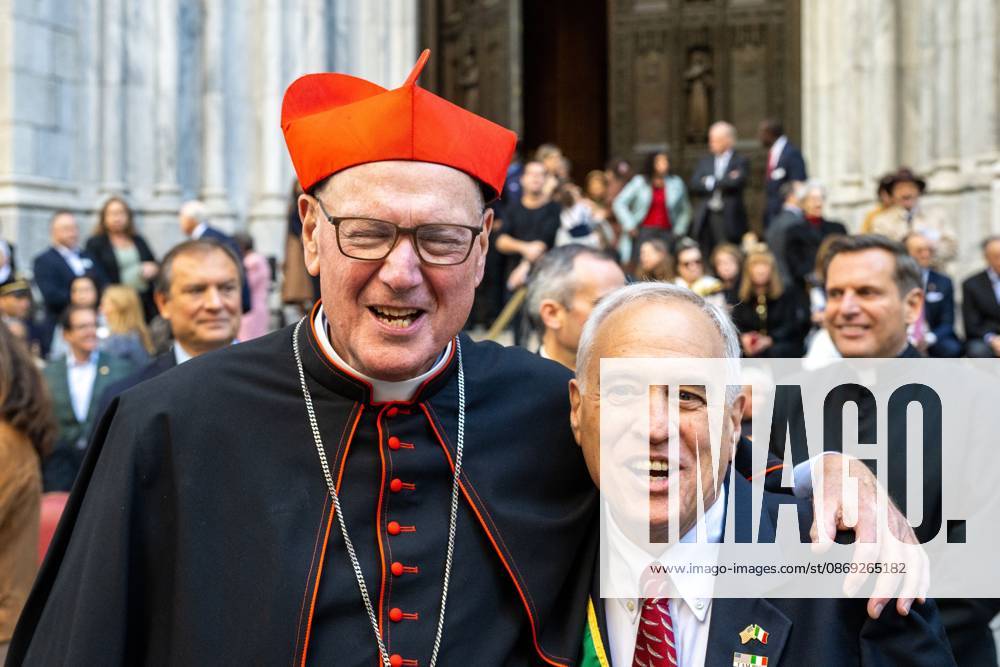 Retired New York Cardinal Timothy Dolan pose with New York State Comptroller Tom DiNapoli.The annual Columbus Day Parade on Fifth Avenue on October 12, 2026 in New York City. New York United States - ZUMAs197 20261012_aaa_s197_658