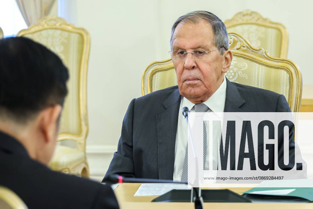 RUSSIA, MOSCOW - OCTOBER 13, 2026: Sergei Lavrov, Russia s Foreign Minister, attends a meeting with Kao Kim Hourn, Secretary General of the Association of Southeast Asian Nations (ASEAN), at the Reception House of the Foreign Ministry Moscow Russia - ZUMAt113 20261013_zaa_t113_111