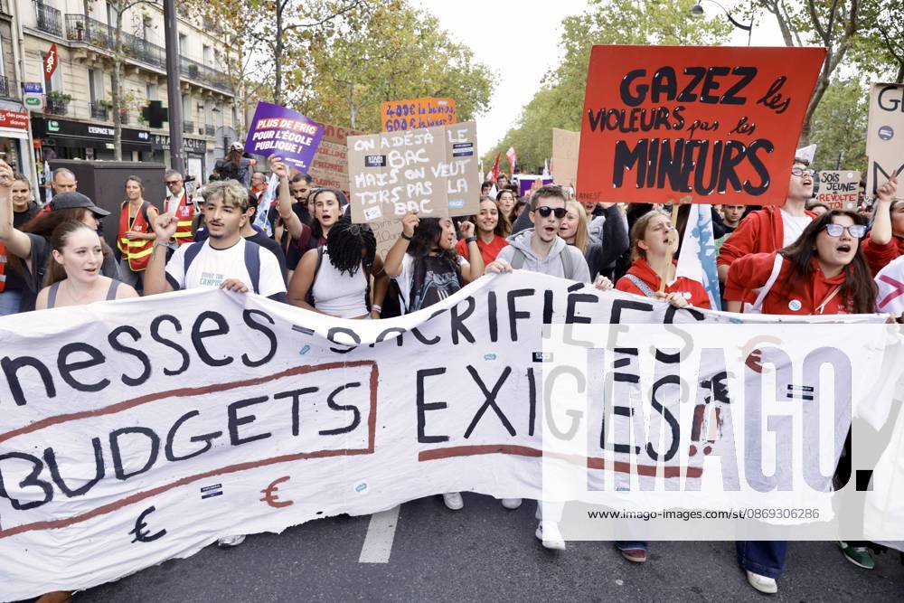 Demonstrators rally at Place d Italie in Paris amid nationwide protests across France against government policies PARIS, FRANCE - OCTOBER 13: Protesters wave union flags and hold banners during a mass demonstration at Place d Italie in Paris, France, on October 13, 2026. Trade unions, civil society organizations, and citizens took to the streets in cities across France to voice strong opposition to the government s economic reforms, proposed austerity measures, and labor policies. Ibrahim Ezzat Anadolu Ile-de-France France. Editorial use only. Please get in touch for any other usage.