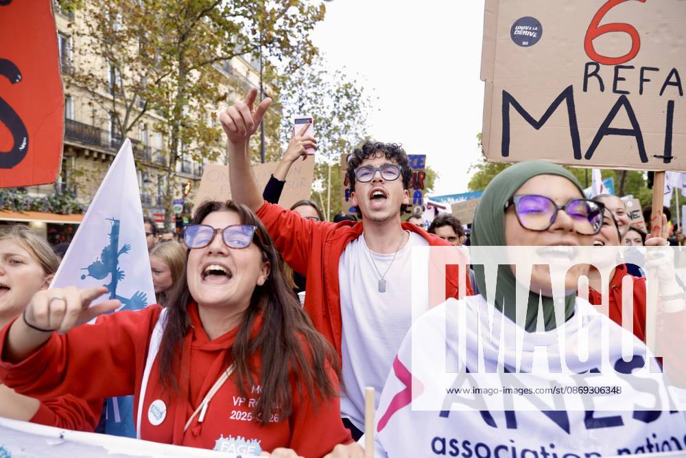 Demonstrators rally at Place d Italie in Paris amid nationwide protests across France against government policies PARIS, FRANCE - OCTOBER 13: Protesters wave union flags and hold banners during a mass demonstration at Place d Italie in Paris, France, on October 13, 2026. Trade unions, civil society organizations, and citizens took to the streets in cities across France to voice strong opposition to the government s economic reforms, proposed austerity measures, and labor policies. Ibrahim Ezzat Anadolu Ile-de-France France. Editorial use only. Please get in touch for any other usage.