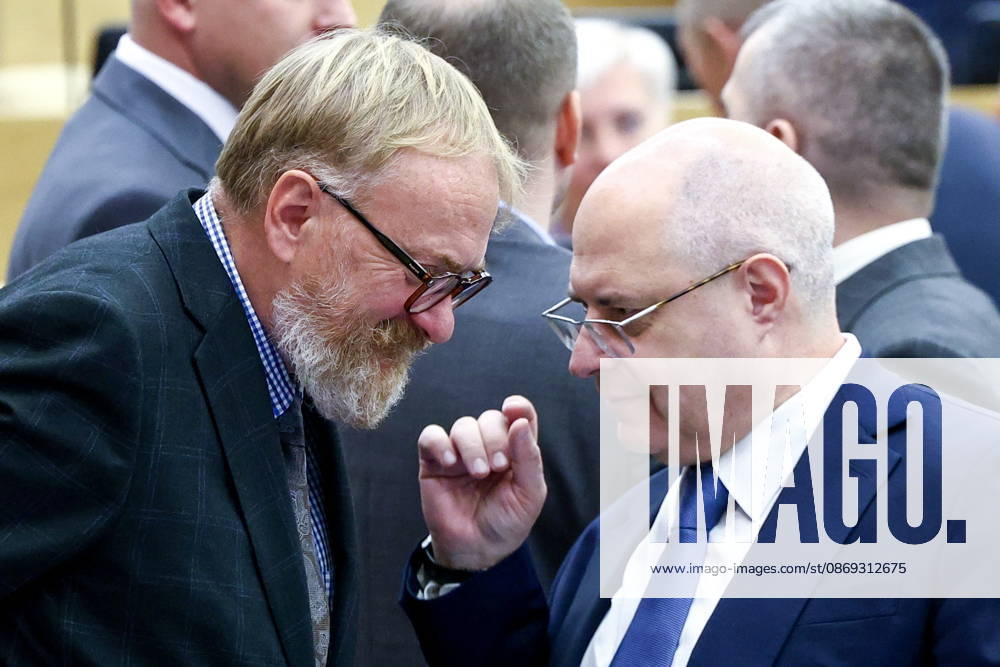RUSSIA, MOSCOW - OCTOBER 13, 2026: Russian State Duma memberû Vitaly Milonov (L) and Sergei Gavrilov attend a plenary meeting of the Russian State Duma Moscow Russia - ZUMAt113 20261013_zaa_t113_394