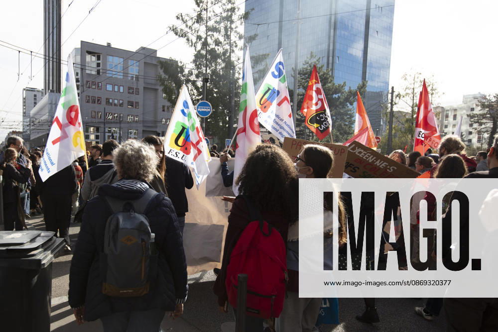 Student protest continues in Lyon LYON, FRANCE - OCTOBER 13: Students march during a demonstration over education funding in Lyon, France on October 13, 2026. Thousands of students and educational staff marched across the city as part of a nationwide day of strikes and school blockades demanding increased resources and structural reforms in national education. Laurent Vlad Anadolu Lyon France. Editorial use only. Please get in touch for any other usage.