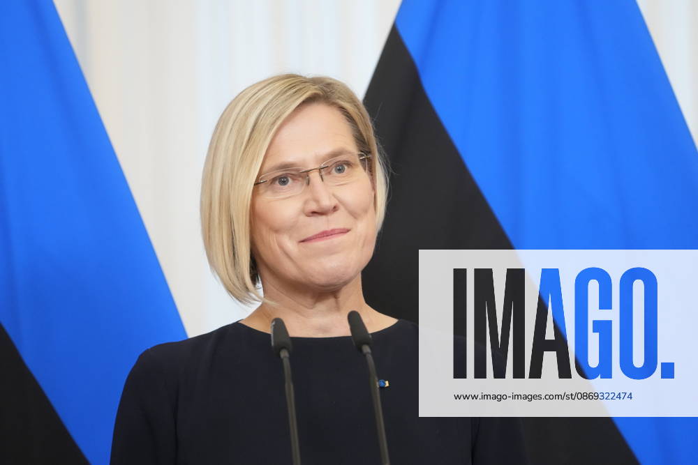 Estonian President ULLE MADISE attends press conference during her visit to Latvia Riga Latvia - ZUMAk193 20261013_zip_k193_009
