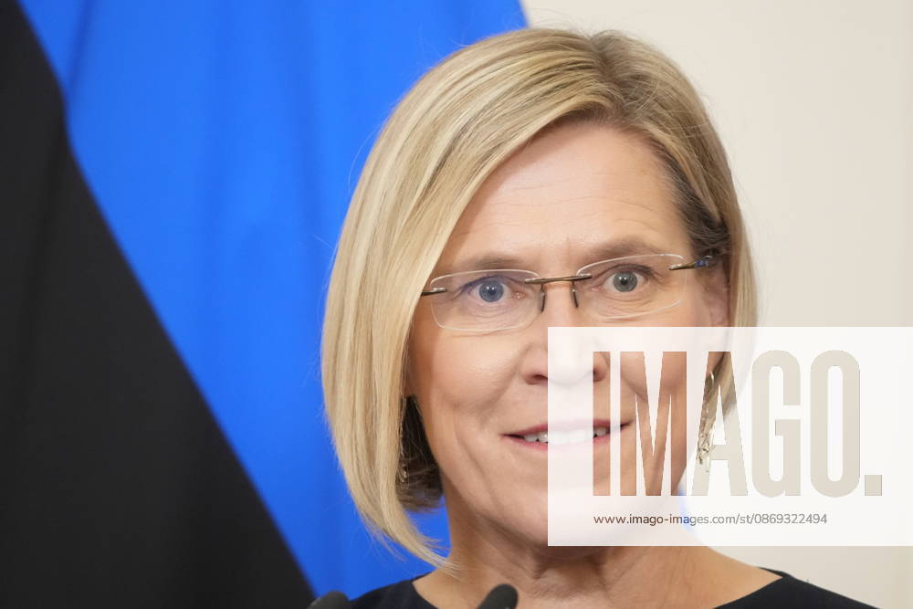 Estonian President ULLE MADISE attends press conference during her visit to Latvia Riga Latvia - ZUMAk193 20261013_zip_k193_012