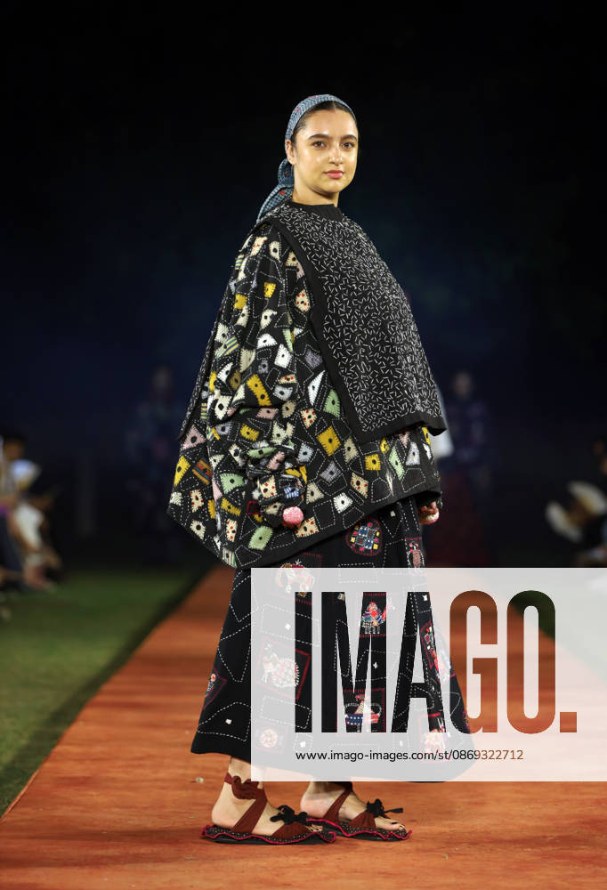 Lakme Fashion Week x FDCI Kicks Off in New Delhi New Delhi, Oct 13 (ANI): A model walks the ramp on the opening day of the Lakme Fashion Week x FDCI, at the France Embassy, in New Delhi on Tuesday. New Delhi Delhi India