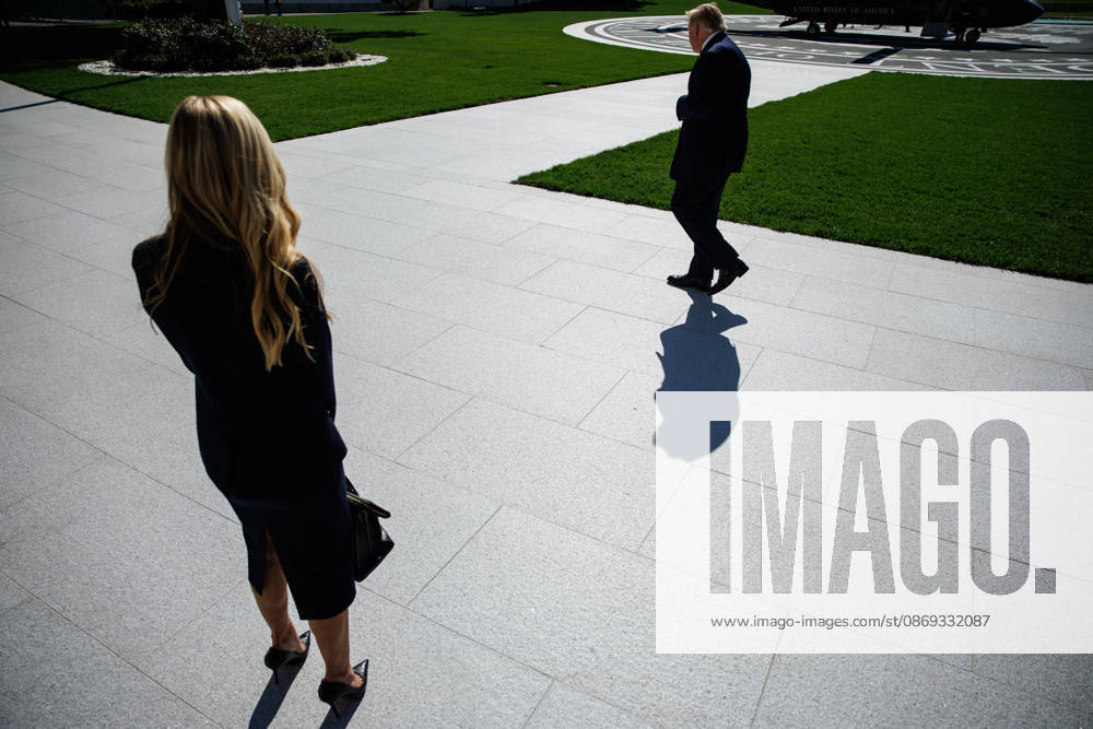 DC: President Trump Departs the White House White House Press Secretary Katie Zacharia watches as President Donald Trump walks towards Marine One after speaking to members of the media before departing from the South Lawn of the White House on October 13, 2026 in Washington, D.C. Trump is heading to Wasilla, Alaska for a midterm campaign rally in support of Senator Dan Sullivan and Representative Nick Begich before heading to Las Vegas, Nevada where he will spend the night. (Photo by Samuel Corum Pool ABACAPRESS.COM) Washington DC United States