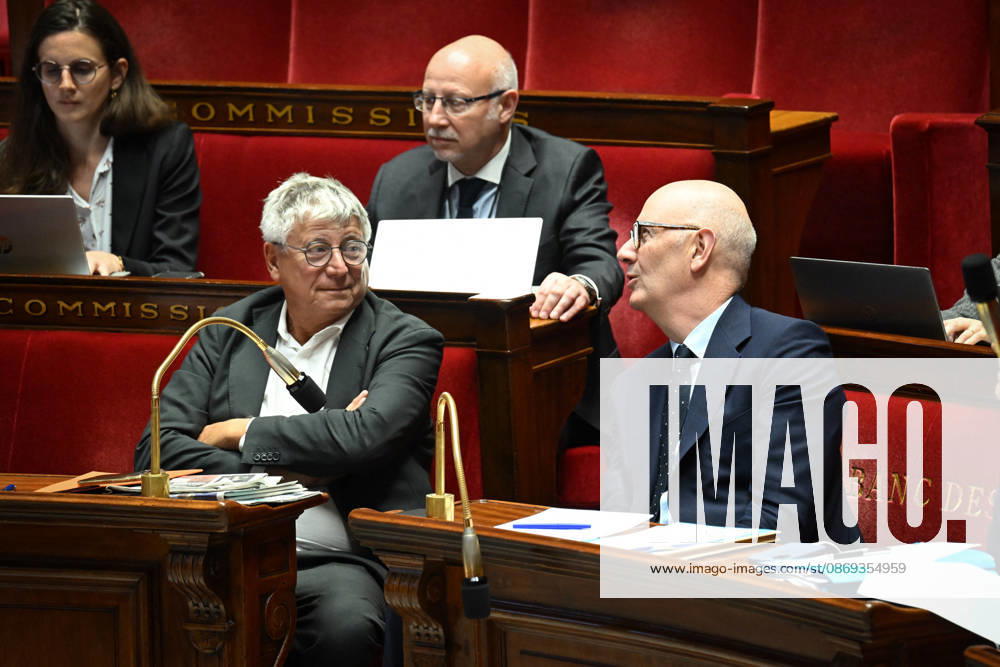 2027 Finance Bill Part One at the National Assembly French deputy Eric Coquerel and French Minister of the Economy, Finance and Industrial, Energy and Digital Sovereignty Roland Lescure during the 2027 Finance Bill Part One at the National Assembly, French Parliament in Paris, France on octobre 13, 2026. Photo by Tomas Stevens ABACAPRESS.COM Paris France