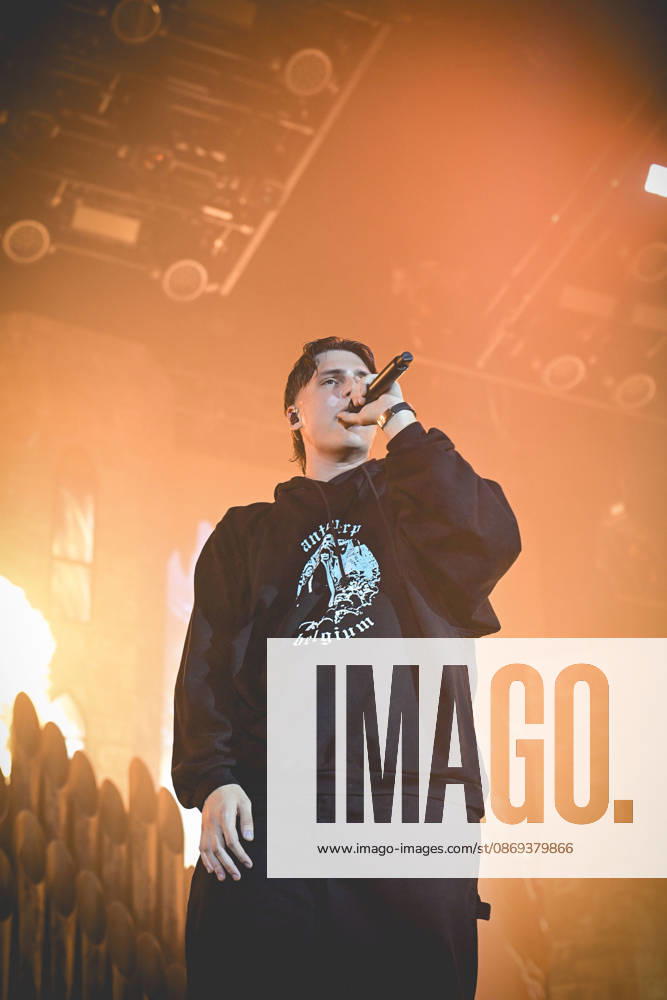 Francesco Stasi, better known as Kid Yugi, an Italian rapper performs live at PalaPartenope during his live tour 2026. Napoli Italy - ZUMAs197 20261013_aaa_s197_665