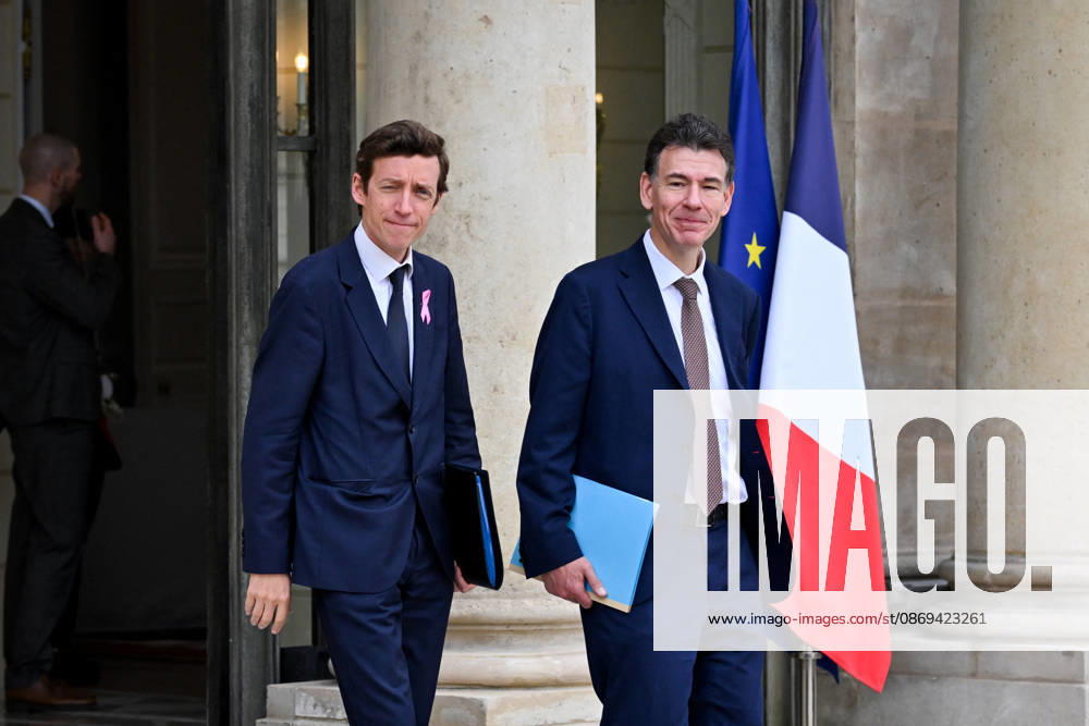 Weekly Cabinet Meeting at the Elysee Palace French Minister of Education Edouard Geffray and French Minister of Higher Education, Research and Space Philippe Baptiste leaves after the weekly cabinet meeting (Conseil des ministres) at the Elysee Palace in Paris, France, on October 14, 2026. Photo by Tomas Stevens ABACAPRESS.COM Paris France