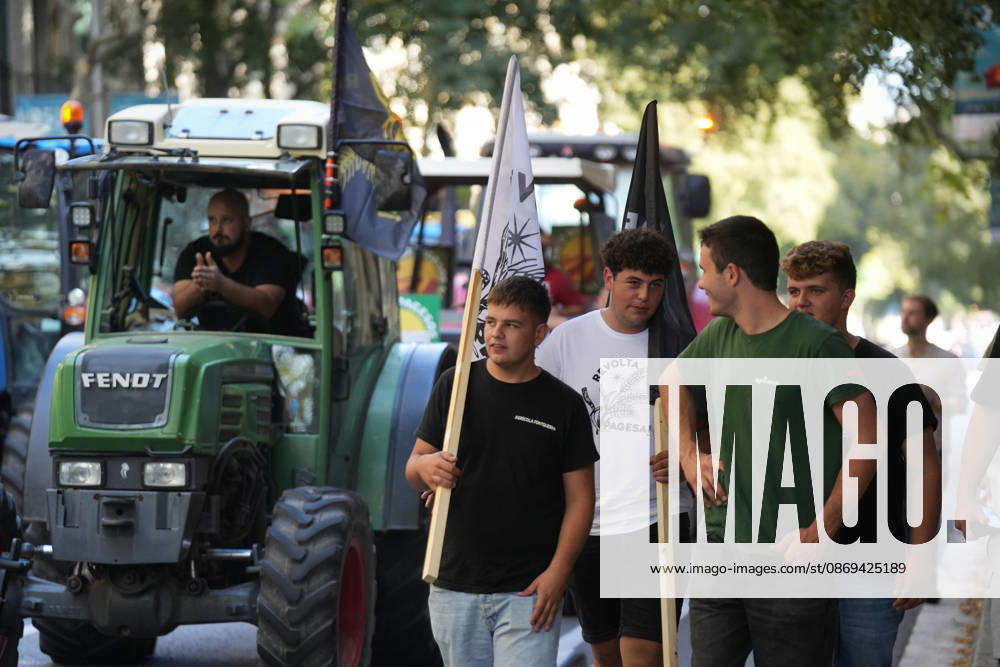 Tractor Rally for Agriculture in Barcelona: Protesters during a rally of tractors from various parts of Catalonia in front of the Government Delegation and statements, on October 14, 2026, in Barcelona, Catalonia, Spain. The demonstration, organized by Unió de Pagesos with the support of Asaja, FCAC, and Revolta Pagesa, denounces the structural crisis in the agricultural sector in Barcelona. October 14, 2026, Spain