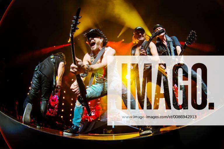 Members of German rock band Scorpions perform during the Crazy World Tour concert in Shanghai, China