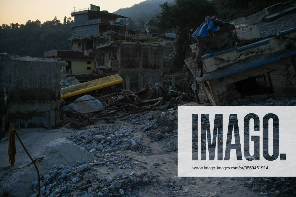 Aftermath of flash floods in Nepal RASUWA, NEPAL - OCTOBER 14 : Houses damaged by devastating flash floods are seen in Rasuwa dristrict, Nepal on October 14, 2026. Road and pedestrian connectivity has been restored with the construction of a new suspension bridge over the Trishuli River, allowing local residents to cross the river after the devastating floods damaged bridges and other infrastructure in the area. Sunil Pradhan Anadolu Rasuwa Nepal. Editorial use only. Please get in touch for any other usage.