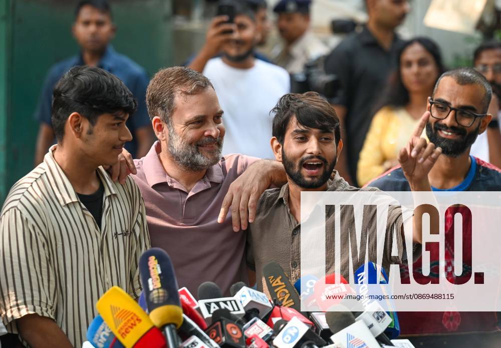 LoP Lok Sabha Rahul Gandhi with the NSUI protesters who were beaten in yesterday s protest share their experiences during a media interaction at 10 Janpath on October 14, 2026 in New Delhi, India. (Photo by Vipin Kumar Hindustan Times) LoP Rahul Gandhi Address Press Conference On Alleged Use Of Force Against NSUI Workers During Protest