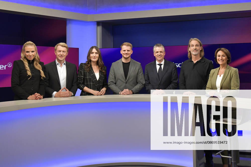 Nena Brockhaus, Markus Preiß, Anja Kohl, Tim Klüssendorf, Thorsten Frei, Richard David Precht und Sandra Maischberger in der ARD-Talkshow maischberger im Studio Berlin Adlershof. Berlin