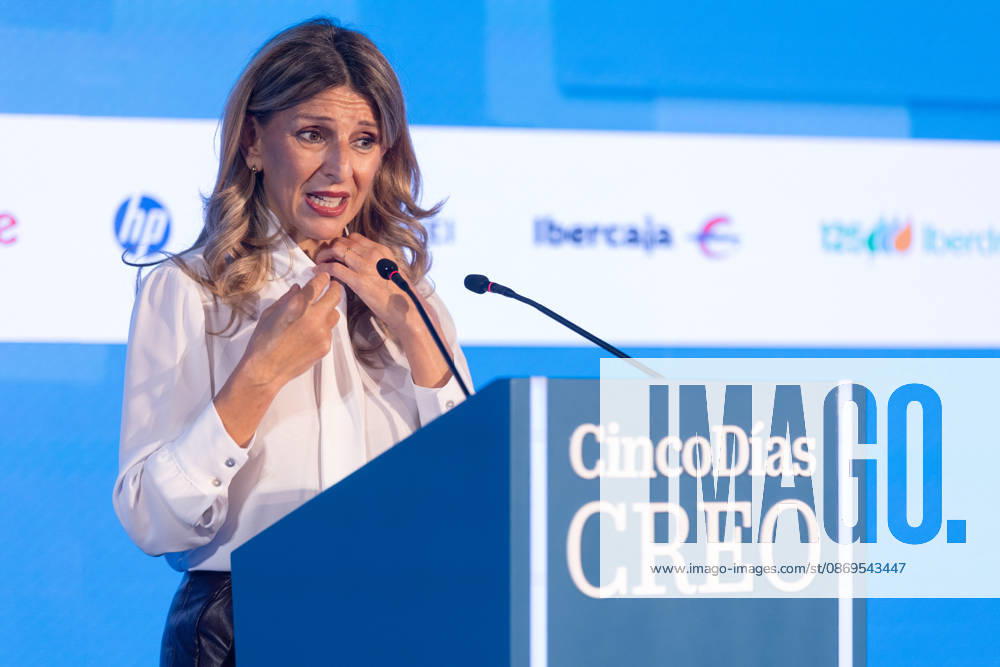 Second Day of the CREO Forum The Second Vice President of the Government and Minister of Labor, Yolanda Díaz, during the third edition of the CREO Forum at the Westin Palace Hotel in Madrid on October 15, 2026, in Madrid, Spain. The forum, organized by the newspaper Cinco Días, is being held on October 14 and 15 under the acronym that defines its core values: Growth, Responsibility, Excellence, and Opportunity. October 15, 2026, Spain