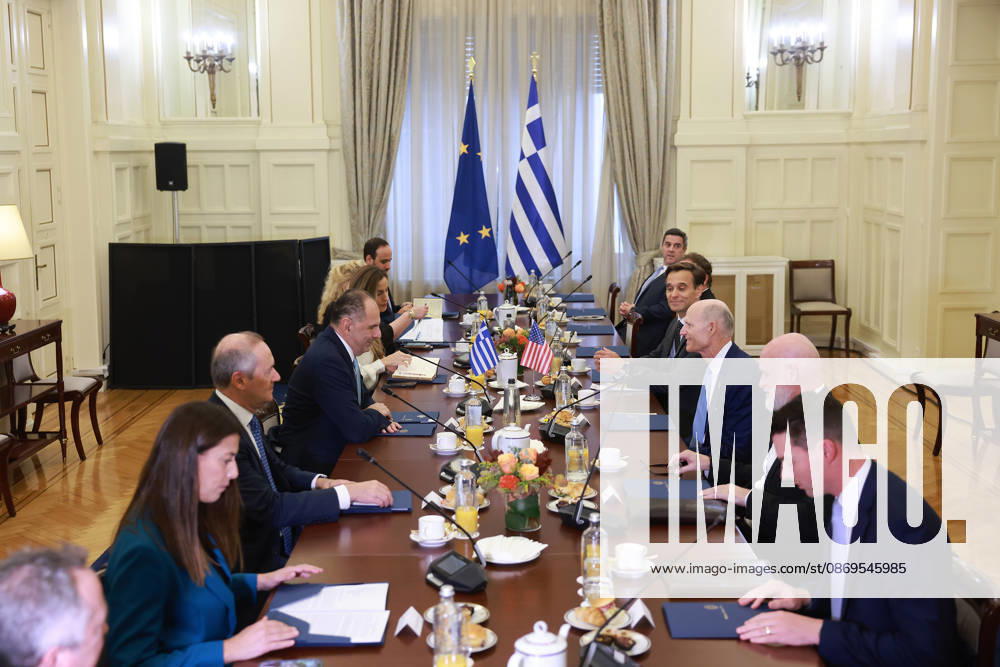 Greek FM Gerapetritis meets US congressional delegation in Athens ATHENS, GREECE - OCTOBER 15: US Senator Rick Scott and US Embassy Deputy Chief of Mission Josh Huck meets with Greek Foreign Minister Giorgos Gerapetritis at the Foreign Ministry in Athens, Greece, on October 15, 2026. Costas Baltas Anadolu Athens Greece. Editorial use only. Please get in touch for any other usage.