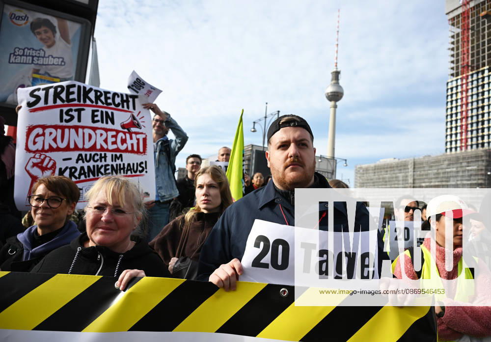 Charite workers strike over working conditions in Berlin BERLIN, GERMANY - OCTOBER 15: Workers at Charite, one of Germany’s largest university hospitals, take part in a warning strike called by the ver.di trade union, demanding better working conditions and reduced workloads, in Berlin, Germany, October 15, 2026. Volodymyr Sindieiev Anadolu Berlin Germany. Editorial use only. Please get in touch for any other usage.