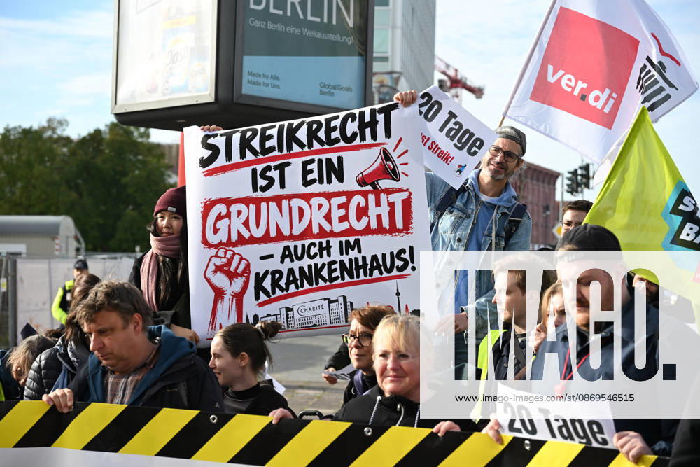 Charite workers strike over working conditions in Berlin BERLIN, GERMANY - OCTOBER 15: Workers at Charite, one of Germany’s largest university hospitals, take part in a warning strike called by the ver.di trade union, demanding better working conditions and reduced workloads, in Berlin, Germany, October 15, 2026. Volodymyr Sindieiev Anadolu Berlin Germany. Editorial use only. Please get in touch for any other usage.