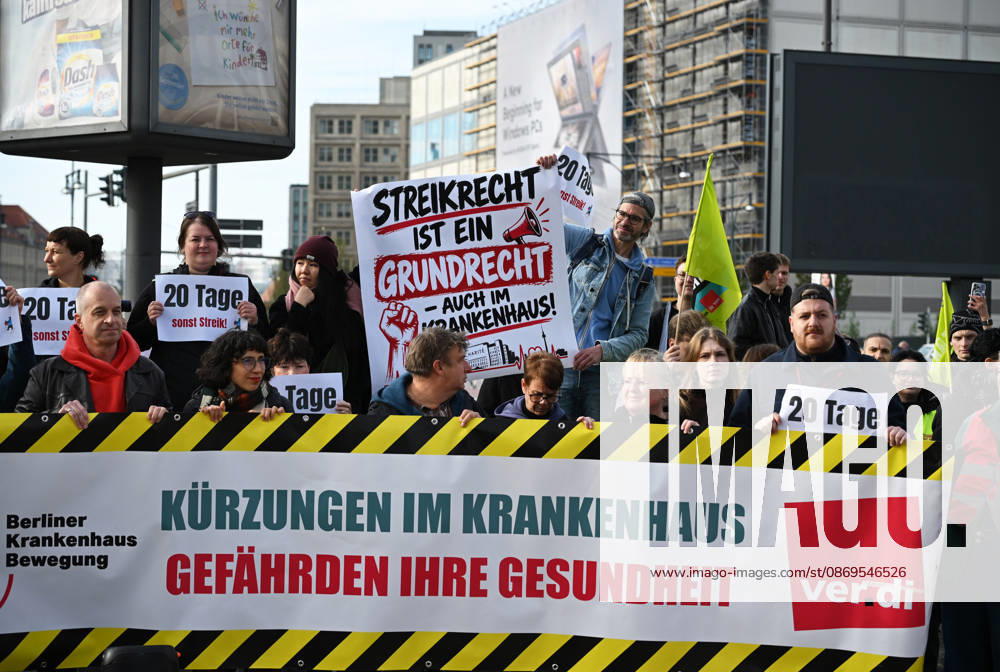 Charite workers strike over working conditions in Berlin BERLIN, GERMANY - OCTOBER 15: Workers at Charite, one of Germany’s largest university hospitals, take part in a warning strike called by the ver.di trade union, demanding better working conditions and reduced workloads, in Berlin, Germany, October 15, 2026. Volodymyr Sindieiev Anadolu Berlin Germany. Editorial use only. Please get in touch for any other usage.