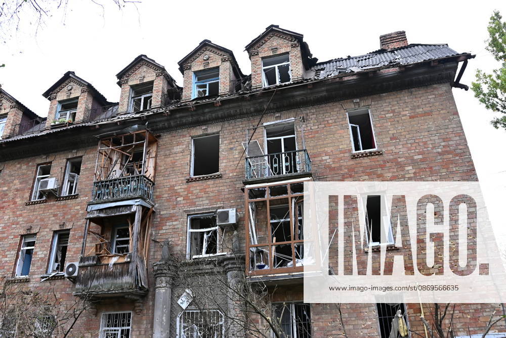 Aftermath Of A Russian Drone Attack In Kyiv, 15 Oct 2026 The damaged facade of a residential building following a strike by a Russian Geran-5 drone during Russia s attack on Ukraine in Kyiv, Ukraine, on October 15, 2026. Kyiv Ukraine