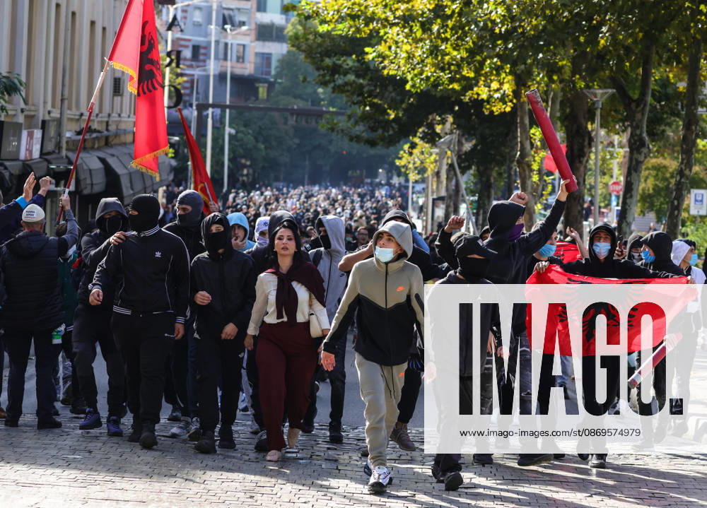Violent protest of Students in Tirana, Albania Students march in front of Albanian Parliament in Tirana, Albania, on October 15, 2026. Students are in the third day of their protest calling for better education conditions and the resignation of Prime Minister Edi Rama. Tirana Albania
