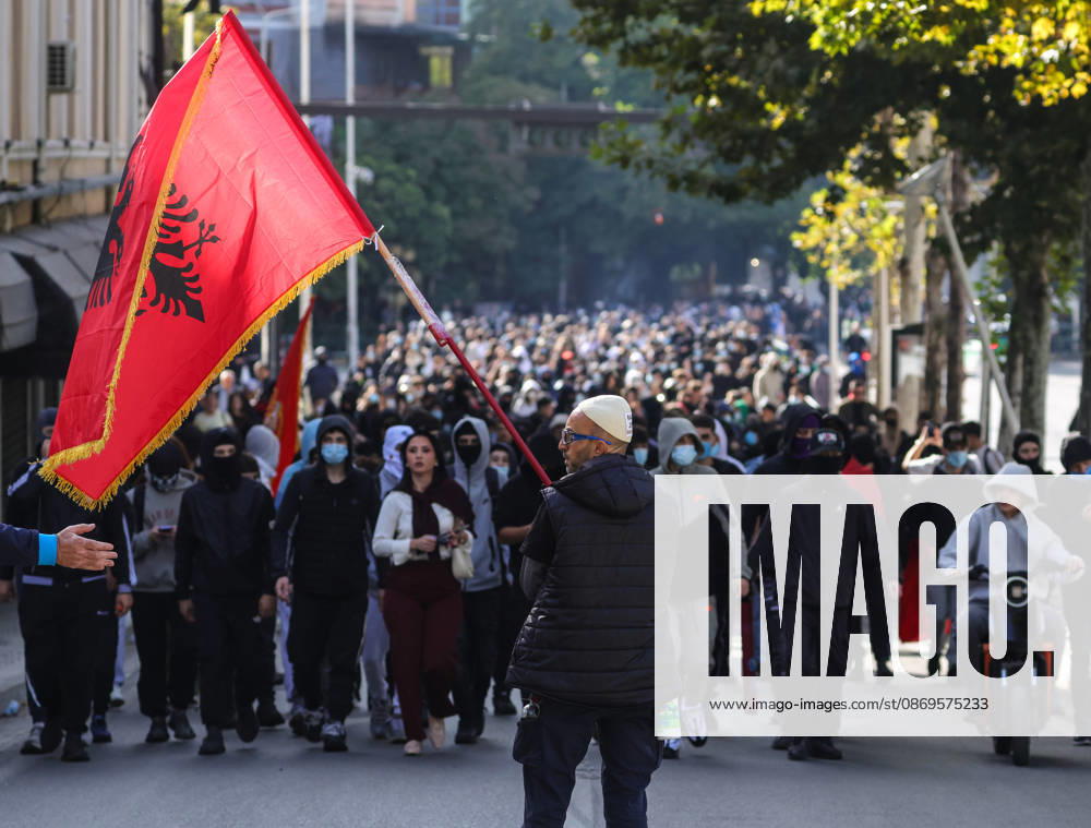 Violent protest of Students in Tirana, Albania Students march in front of Albanian Parliament in Tirana, Albania, on October 15, 2026. Students are in the third day of their protest calling for better education conditions and the resignation of Prime Minister Edi Rama. Tirana Albania