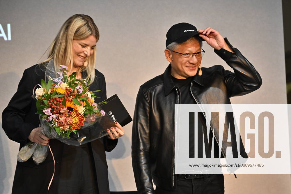 Jenny Nordlöw, CEO of Sferical AI, and Jensen Huang, CEO of Nvidia, during the Sferical One event at Eric Ericsonhallen in Stockholm, Sweden, on October 15, 2026 STOCKHOLM SWEDEN
