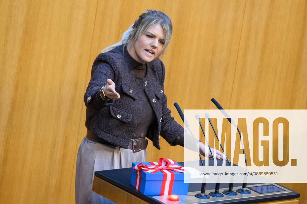 Â - Wien 15.10.2026 - 103. Sitzung des Nationalrates. PHOTO: Abg. Lisa Aldali (NEOS) mit Geschenk an die FPÖ 103th sitting of the National Council. Nationalrat, Nationalratssitzung, Parlamentssitzung, Parlament, Plenum 103. Sitzung des Nationalrates