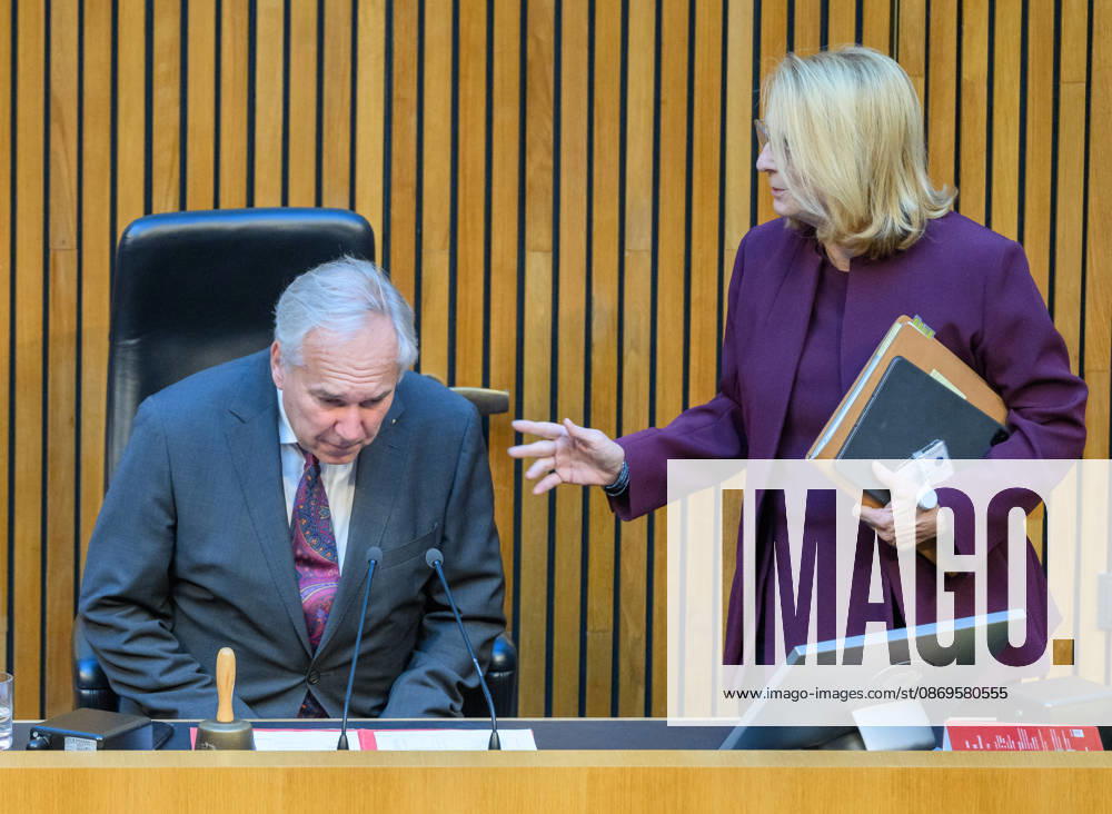 Â - Wien 15.10.2026 - 103. Sitzung des Nationalrates. Dringliche Anfrage der FPÖ verbunden mit Misstrauensantrag gegen die gesamte Regierung. PHOTO: erster Präsident des Nationalrats Walter Rosenkranz (FPOE) und dritte Präsidentin des Nationalrats Doris Bures (SPOE) 103th sitting of the National Council. Nationalrat, Nationalratssitzung, Parlamentssitzung, Parlament, Plenum 103. Sitzung des Nationalrates