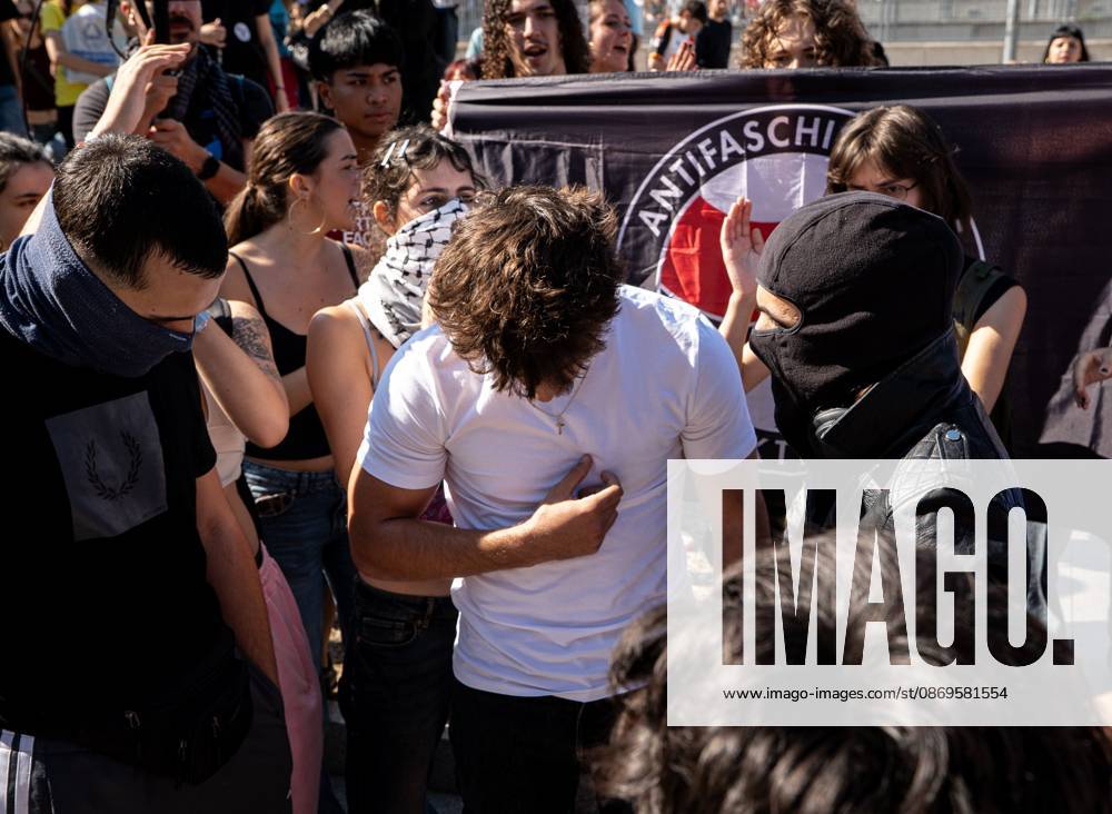 MADRID, SPAIN - OCTOBER 15, 2026: Hundreds of students have gathered at the Complutense University of Madrid to denounce the police charges that took place yesterday on campus and to demand the release and dismissal of charges against the five students arrested during the protest. The march proceeded to the Geography and History Department, where seven police vans had set up a security perimeter. The students demanded more funding for the public university which is under the jurisdiction of the Community of Madrid, governed by the conservative Peoples Party and the removal of police from the campus which falls under the jurisdiction of the central government led by the Socialist Party. Madrid Spain - ZUMAq101 20261015_zna_q101_118