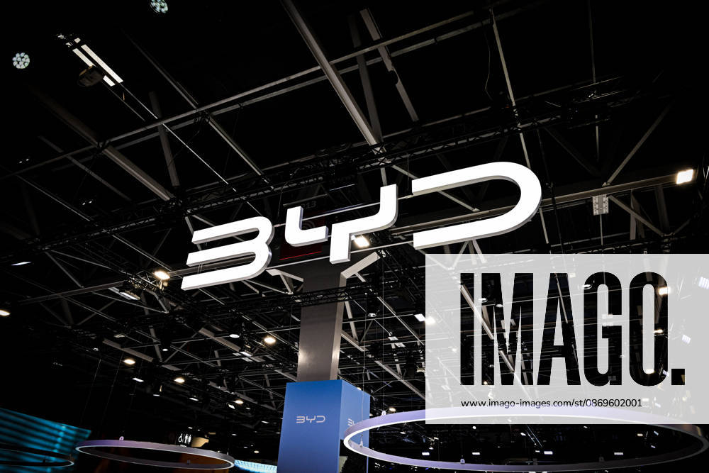 Paris Motor Show 2026 BYD automobile logo, Chinese automaker at the International Motor Show 2026 in Paris Porte de Versailles on October 15,2026. Photo by Tomas Stevens ABACAPRESS.COM Paris France