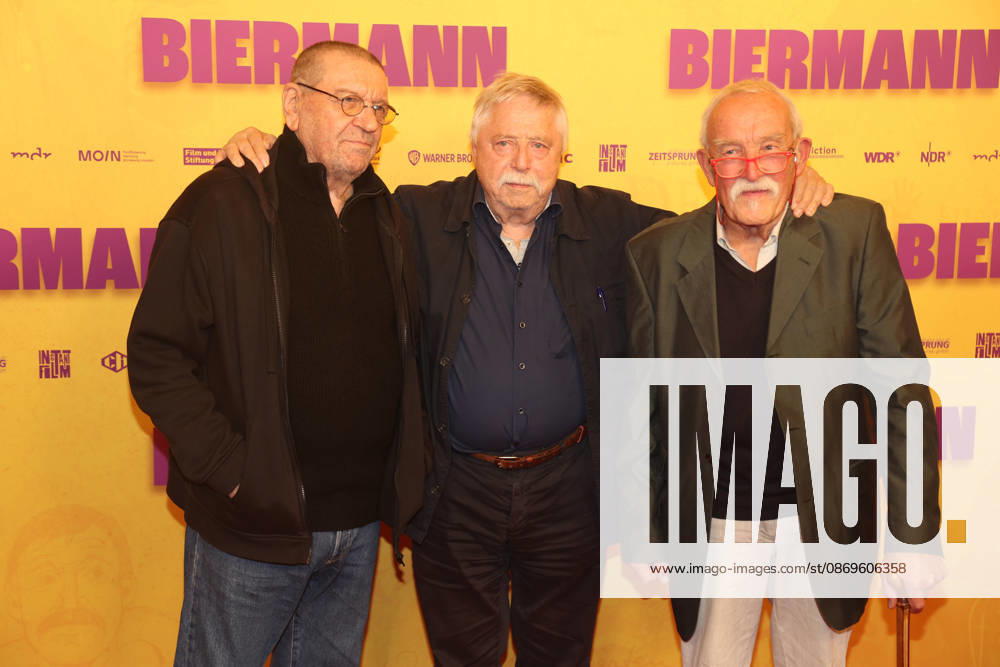 Berlin Premiere des Dokumentarfilms BIERMANN in Berlin Berlin, 15.10.2026 Wolf Biermann, Uli Gumpert und Günter Baby Sommer (Protagonist) bei der Berlin Premiere des Dokumentarfilms BIERMANN im Kino International in Berlin Berlin Deutschland