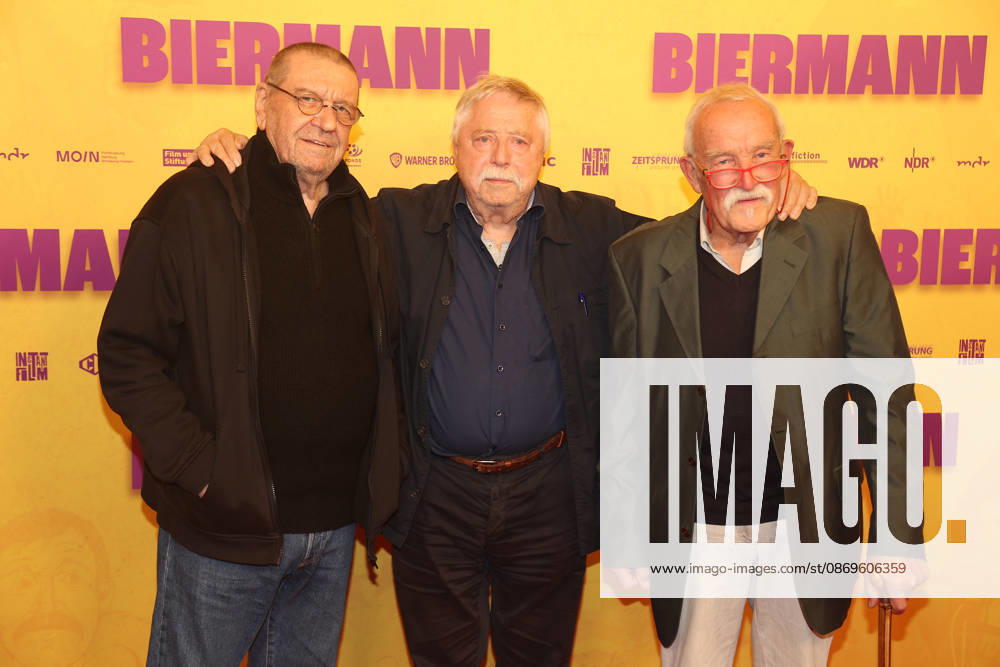 Berlin Premiere des Dokumentarfilms BIERMANN in Berlin Berlin, 15.10.2026 Wolf Biermann, Uli Gumpert und Günter Baby Sommer (Protagonist) bei der Berlin Premiere des Dokumentarfilms BIERMANN im Kino International in Berlin Berlin Deutschland