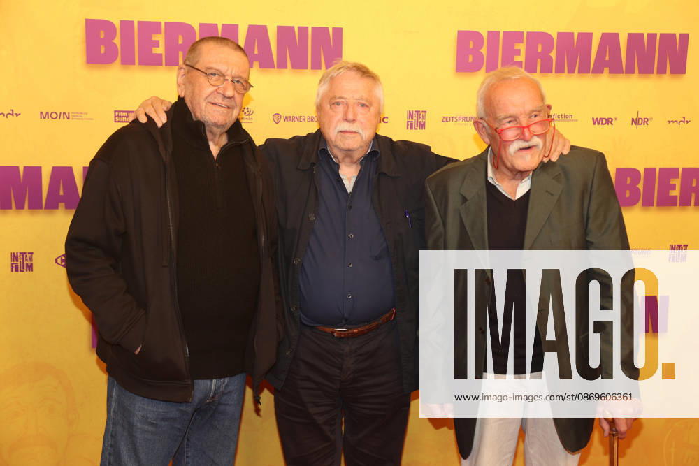 Berlin Premiere des Dokumentarfilms BIERMANN in Berlin Berlin, 15.10.2026 Wolf Biermann, Uli Gumpert und Günter Baby Sommer (Protagonist) bei der Berlin Premiere des Dokumentarfilms BIERMANN im Kino International in Berlin Berlin Deutschland